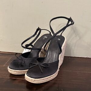 Zara Black Wedge Espadrilles